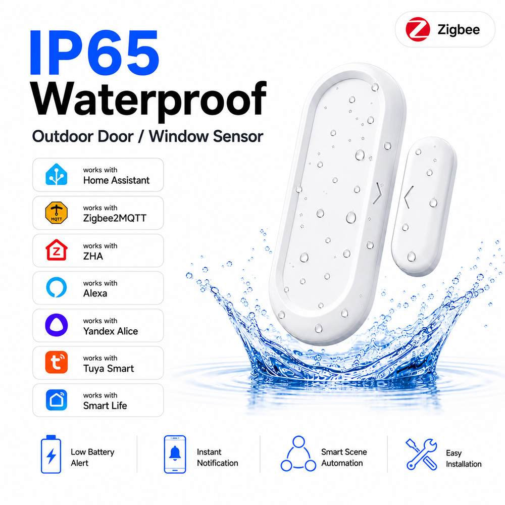 Smart Home Website - 방수 도어/창문 센서 IP65 Zigbee 3.0