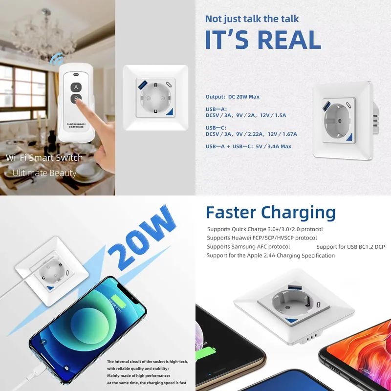Wifi Smart Plug - 앱 스마트 리모컨 EU 표준 전원