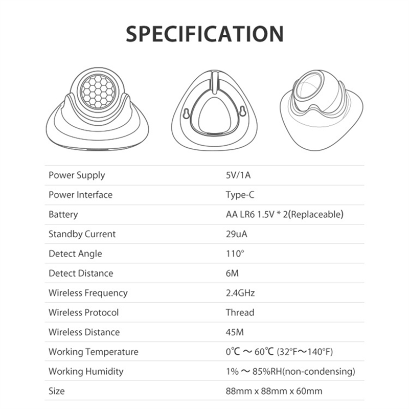 Smart Home Hub - FEDI-Matter 스레드 인간 존재 감지 모션