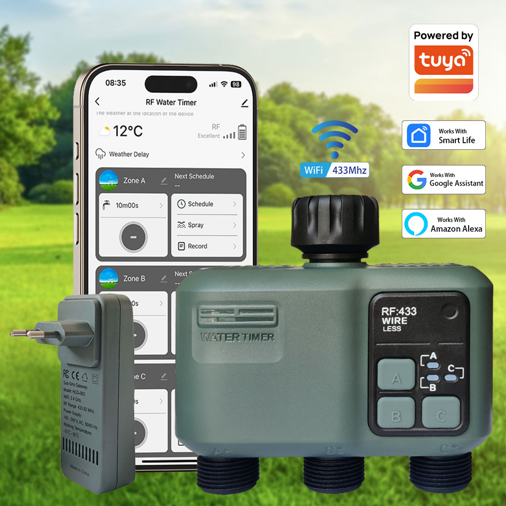 Wifi Smart Plug - Tuya Wifi+RF433 3구 워터 타이머 정원용