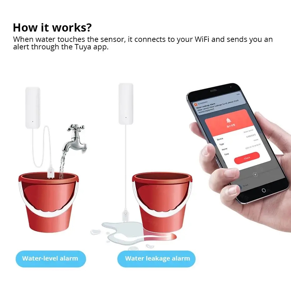 Tuya WiFi 스마트 누수 센서 물 오버플로 레벨  - Smart Home Water Level Sensor 리뷰 및 가격