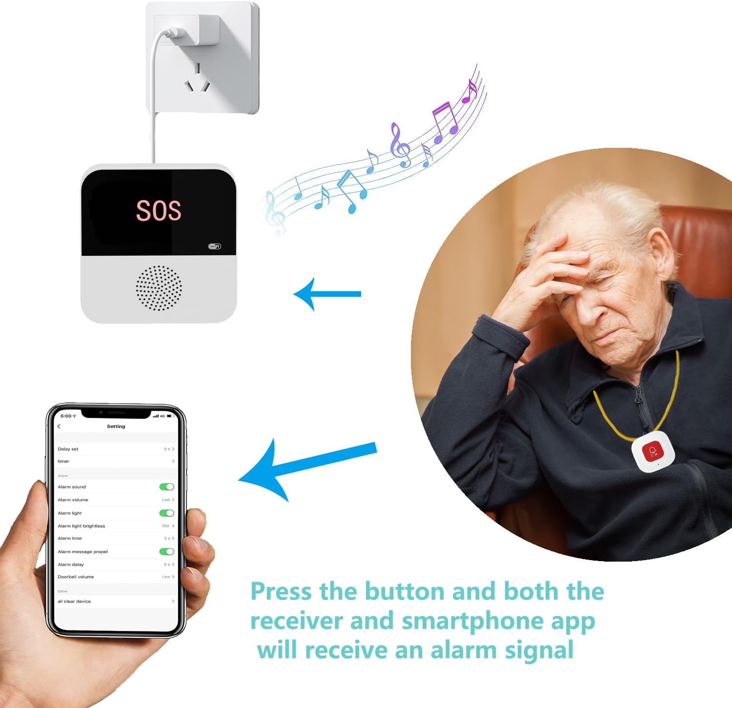 무선 WiFi 노인 간병인 호출기 SOS 호출 버튼 노 - Wifi Smart Plug 리뷰 및 가격