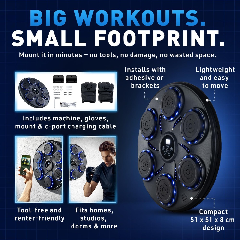 스마트 뮤직 복싱 머신 (글러브, 블루투스, LED 조 - Smart Home Gym 리뷰 및 가격